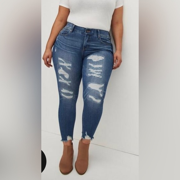 Jack David Skinny Premium Stretch High-Rise Distressed Jean - Picture 1 of 14